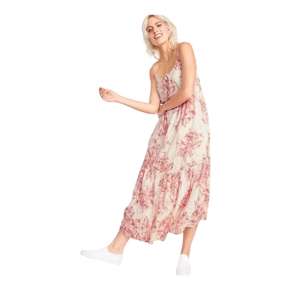Old Navy Tiered Maxi Tie-Neck Swing Floral Sundress Size S